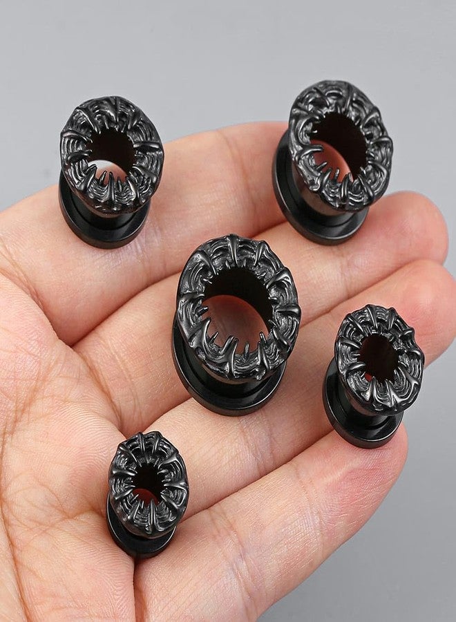 Earblity 1 Pair ear gauges with Halloween Dark Series 00g/10mm Ear Tunnels Plugs 316 Stainless Steel Black Ear Weight Screw Back for Ears Hypoallergenic expander Piercing Body Jewelry - Image 5